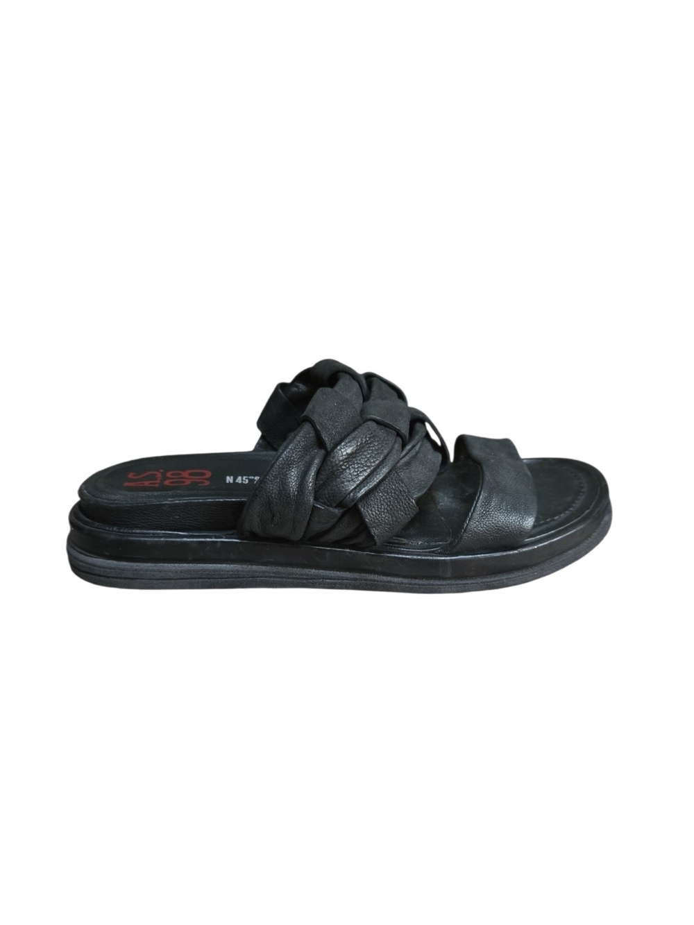 A.S.98 Black Braided Leather Slide Sandal Sz 40 = US 9.5/10